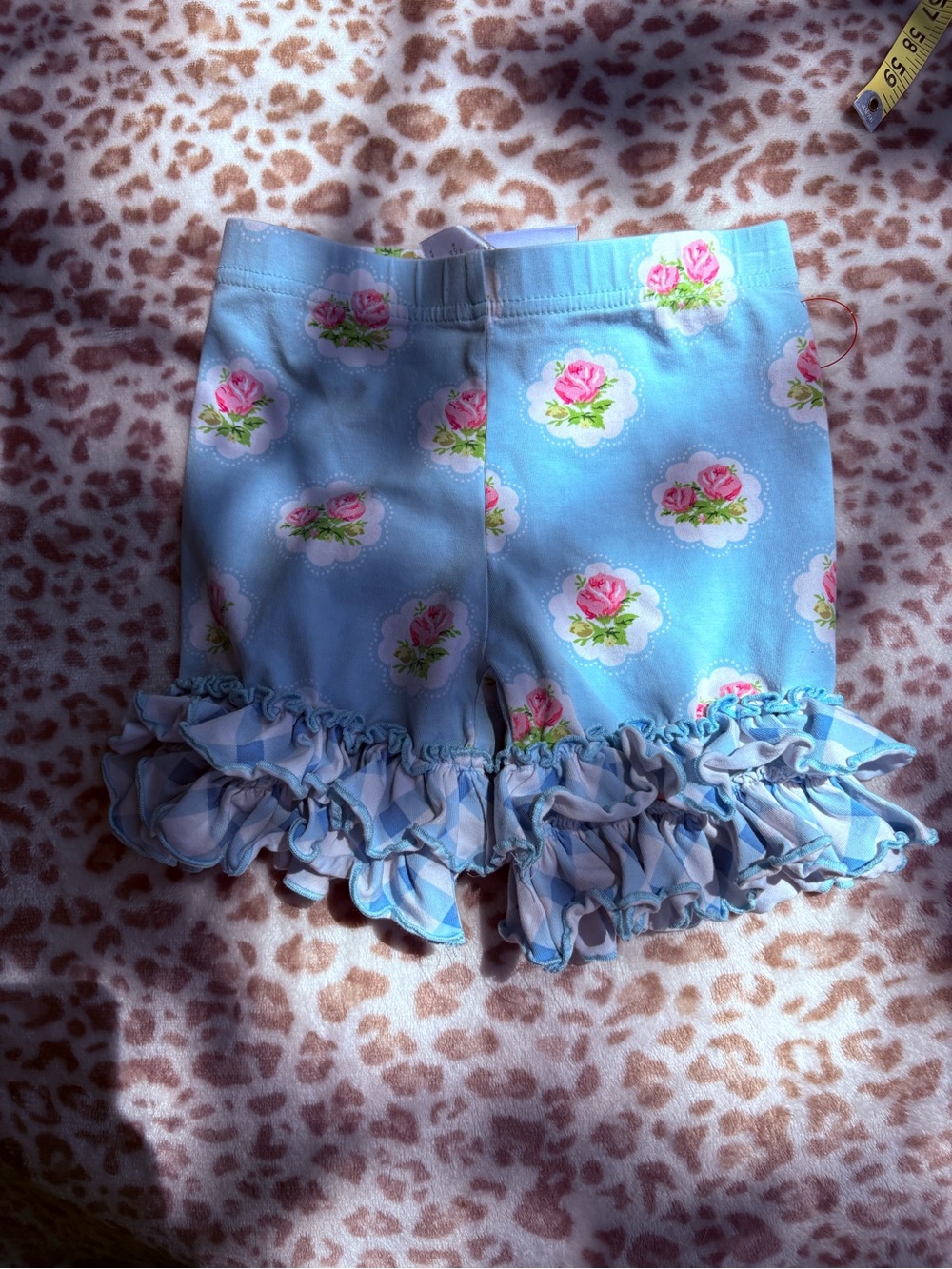 Swoon Baby Clothing Size 3T Cottagecore Floral Gingham Blue Floral Shorts